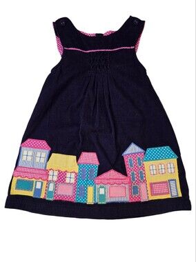 Jojo Maman Bebe Corduroy Dress with Cityscape Appliqué